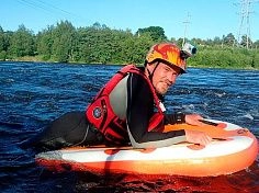 Фотография Риверборд, бодиборд, гидроспид (riverboard) с килем - надувная доска для серфинга, сплава из ткань AIRDECK (DROP STITCH) ТаймТриал