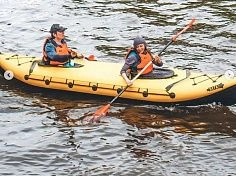 Фотография "ВЕГА-2У" - семейная быстроходная надувная байдарка с надувным дном для водных походов, сплавам по речке, озеру, морю из ткань ПВХ (PVC) ТаймТриал