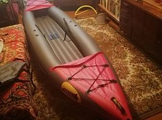 Фотография "ВЕГА-1" - быстроходная надувная байдарка с надувным дном (одноместная) для водных походов, сплавам по рекам, озеру, морю из ткань ПВХ (PVC) ТаймТриал