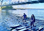 Фотография "ВОДОСИПЕД"- водный велосипед (катамаран) на надувных поплавках с винтом из ткань AIRDECK (DROP STITCH) ТаймТриал
