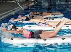 Фотография "FITNESS SUP" - надувная доска для аква-фитнеса в бассейне, на озере из ткань AIRDECK (DROP STITCH) ТаймТриал