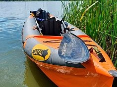 Фотография "ВЕГА-2" - быстроходная надувная байдарка с надувным дном (двухместная) для водных походов, сплавам по рекам, озеру, морю из ткань ПВХ (PVC) ТаймТриал