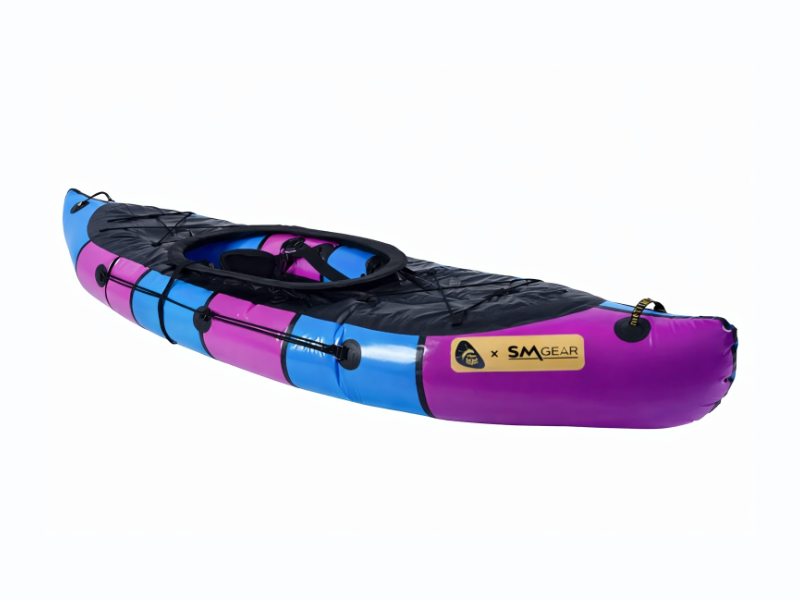 Фотография "МАРАФОНЕЦ" - надувной быстроходный пакрафт (компактный каяк, лодка) из ТПУ с надувным дном с самоотливом для сплава, водного похода из ткань ТПУ 210Д ТаймТриал