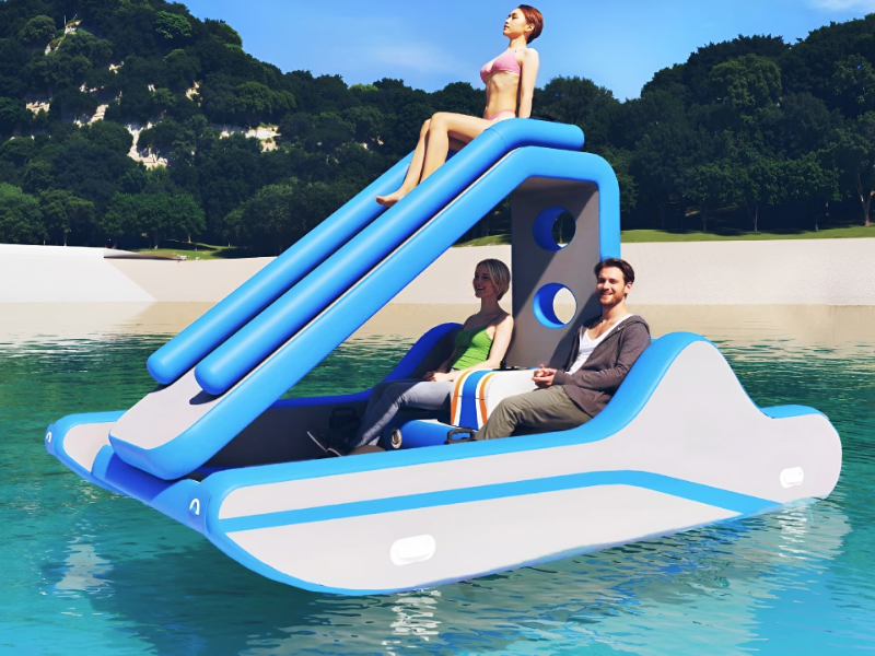 Фотография Надувная мобильная горка для лодок, платформы, плота и бассейна из ткань AirDeck ПВХ (воздушная палуба) ТаймТриал