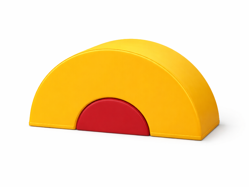 Фотография "МОСТ С ПОЛУЦИЛИНДРОМ" - Мягкий модуль для гимнастики для использования в спортивном зале детского сада, школы или спортивного клуба для детей и подростков из ткань ПВХ (PVC) ТаймТриал