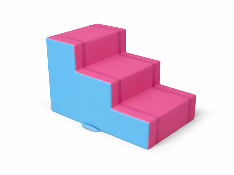 Фотография "ЛЕСТНИЦА 3 СТУПЕНИ" - Мягкий модуль для гимнастики для использования в спортивном зале детского сада, школы или спортивного клуба для детей и подростков из ткань ПВХ (PVC) ТаймТриал