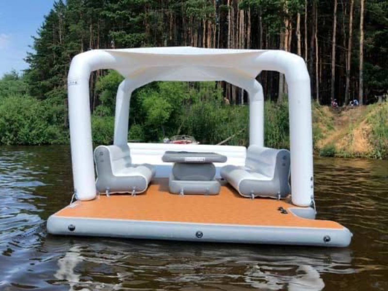 Фотография Надувная мобильная большая квадратная беседка для отдыха на воде из ткань ПВХ ткань AirDeck ПВХ (воздушная палуба) ТаймТриал