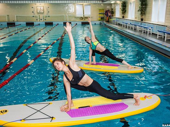 "FITNESS SUP" - надувная доска для фитнеса в бассейне, на озере из AIRDECK (DWF) ТаймТриал
