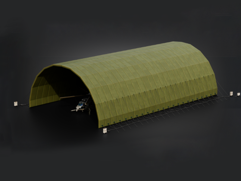 Фотография Надувной мобильный ангар для специальных и военных задач быстровозводимый из ткань AIRDECK ПВХ (DROP STITCH PVC) ТаймТриал
