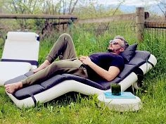 Фотография Одноместный надувной бескаркасный шезлонг, лежак для платформы, бассейна, пляжа из ткань AIRDECK ПВХ (DROP STITCH PVC) ТаймТриал