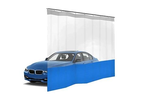 Штора для автосервисов, автомоек с прозрачной вставкой