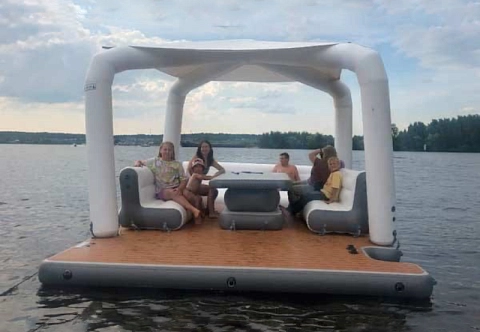 Надувная мобильная большая квадратная беседка для отдыха на воде