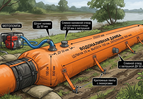 Эластичная мобильная водоналивная защитная дамба из ПВХ