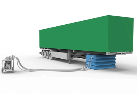 Надувное подъемное устройство (домкрат) для сломанных стоек прицепа