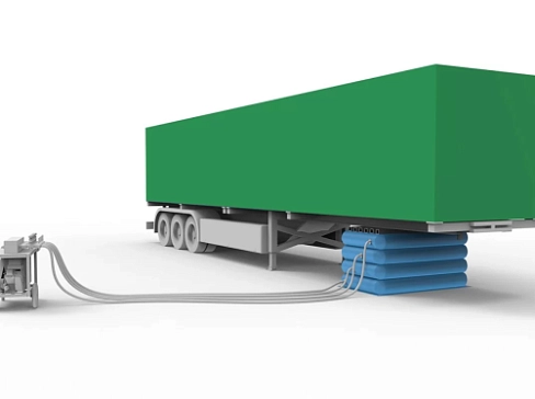 Надувное подъемное устройство (домкрат) для сломанных стоек прицепа