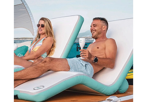 Одноместный надувной бескаркасный шезлонг, лежак для платформы, бассейна, пляжа