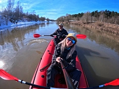 Фотография "ВАРВАР-480" - семейный надувной каяк (байдарка) из ПВХ с надувным дном с самоотливом (двух-трехместный) из ткань ПВХ ТаймТриал