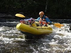 Фотография "ВАРВАР-480" - семейный надувной каяк (байдарка) из ПВХ с надувным дном с самоотливом (двух-трехместный) из ткань ПВХ (PVC) ТаймТриал