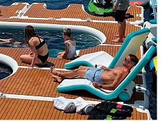 Фотография Одноместный надувной бескаркасный шезлонг, лежак для платформы, бассейна, пляжа из ткань AIRDECK ПВХ (DROP STITCH PVC) ТаймТриал