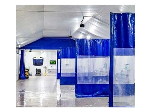 Штора для автосервисов, автомоек с прозрачной вставкой