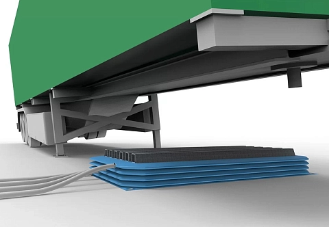 Надувное подъемное устройство (домкрат) для сломанных стоек прицепа