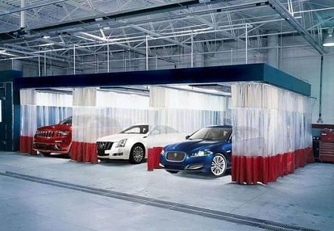 Шторы подвесные из ПВХ для автомоек, СТО, склада (цветные, прозрачные)