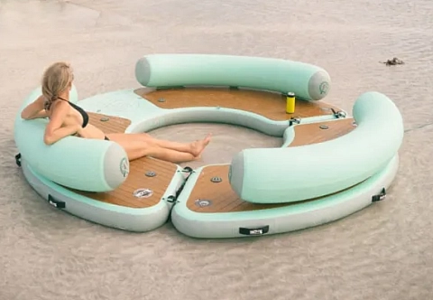 Надувная полукруглая платформа для отдыха на воде, море, озере