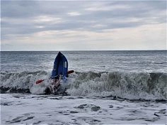 Фотография "ВАТЕРФЛАЙ-1" - надувная одноместная байдарка с надувным дном с самоотливом для сплава по бурной воде, экспедиций, морю, Рафтинга из ПВХ (PVC) ТаймТриал