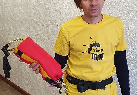 Спасательный спасконец &quot;Александрова&quot;, &quot;Морковка&quot; (линь) с креплением на поясе для инструктора рафтинга