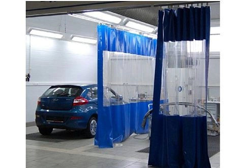 Штора для автосервисов, автомоек с прозрачной вставкой