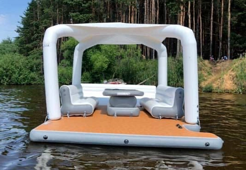 Надувная мобильная большая квадратная беседка для отдыха на воде