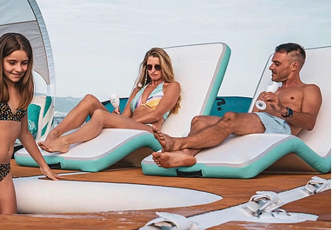 Одноместный надувной бескаркасный шезлонг, лежак для платформы, бассейна, пляжа