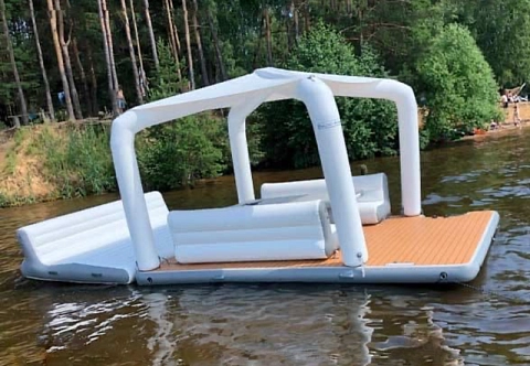 Надувная мобильная большая квадратная беседка для отдыха на воде