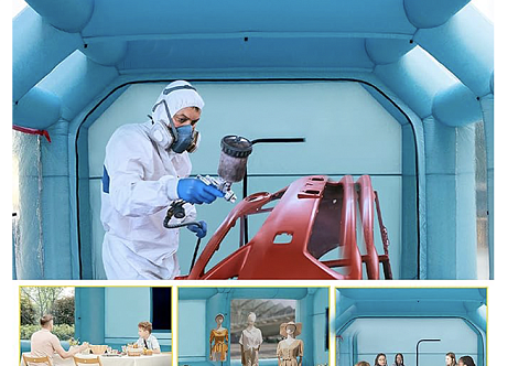 Надувная пневмокаркасная палатка для покраски, ремонта, обслуживания автомобиля с герметичный каркасом