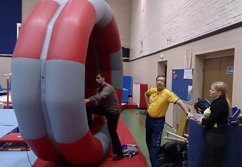 Надувной гимнастический круглый батут в 2 кольца