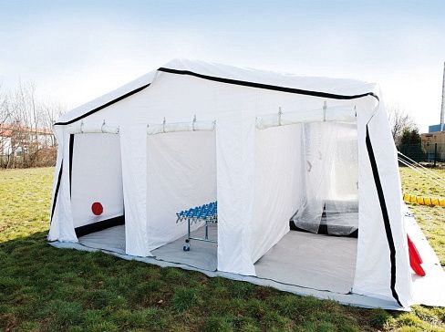 Быстровозводимая мобильная дезактивационная палатка для обеззараживания и дезинфекции
