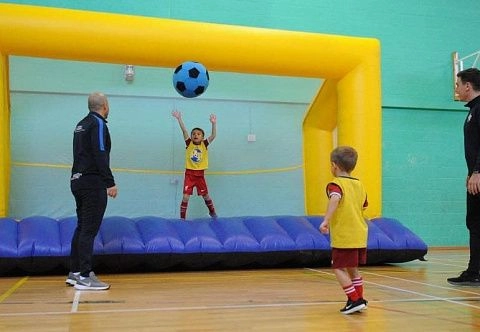 Надувные футбольные ворота с батутом для детей, взрослых