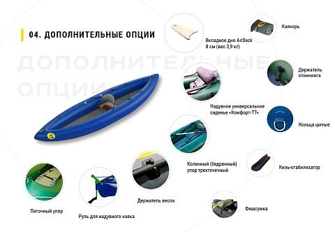 «ЩУКАРЬ-340» - одноместный легкий надувной паккаяк (пакрафт) из ПВХ
