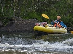 Фотография "ВАРВАР-480" - семейный надувной каяк (байдарка) из ПВХ с надувным дном с самоотливом (двух-трехместный) из ткань ПВХ (PVC) ТаймТриал