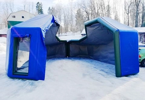 Пневмокаркасный ангар для ремонта двигателя самолета
