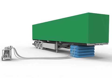 Надувное подъемное устройство (домкрат) для сломанных стоек прицепа