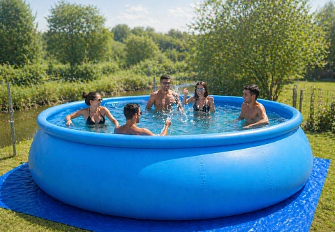 Круглый мобильный надувной бассейн для отдыха