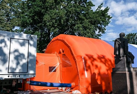 Мобильный надувной ангар для передвижного бассейна ВСЕОБУЧ по плаванию