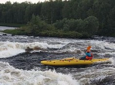 Фотография "ВАРВАР-480" - семейный надувной каяк (байдарка) из ПВХ с надувным дном с самоотливом (двух-трехместный) из ткань ПВХ (PVC) ТаймТриал