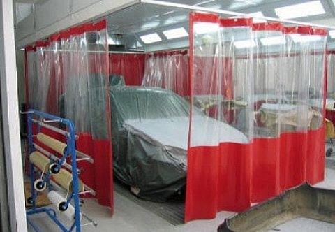 Шторы подвесные из ПВХ для автомоек, СТО, склада (цветные, прозрачные)