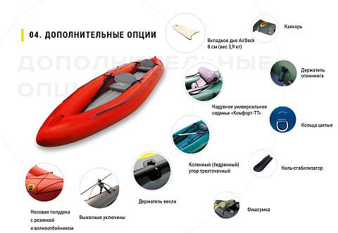 &quot;ВАРВАР-480&quot; - семейный надувной каяк (байдарка) из ПВХ с надувным дном с самоотливом (двух-трехместный)