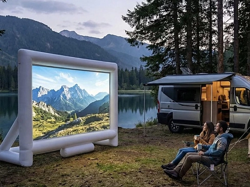 Надувной уличный экран с надувными ножками для уличного кинотеатра, проектора для улицы