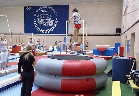 Надувной гимнастический круглый батут в 2 кольца