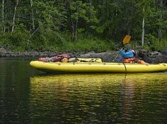 Фотография "ВАРВАР-480" - семейный надувной каяк (байдарка) из ПВХ с надувным дном с самоотливом (двух-трехместный) из ткань ПВХ (PVC) ТаймТриал