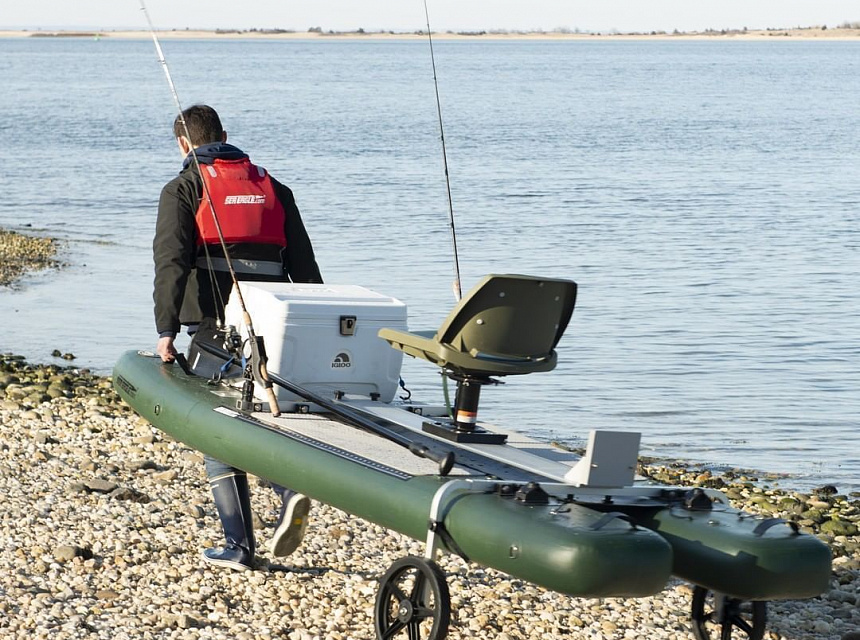 "ФИШМАРАН" - надувной рыболовный катамаран из AIRDECK с транцем под мотор для рыбалки из AIRDECK (DWF) ТаймТриал